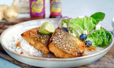 Bleikja í Taílenskri sesam- og engifer marineringu