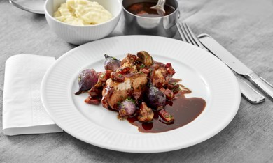 Kjúklingur vafinn í prosciutto með blómkálsmauki